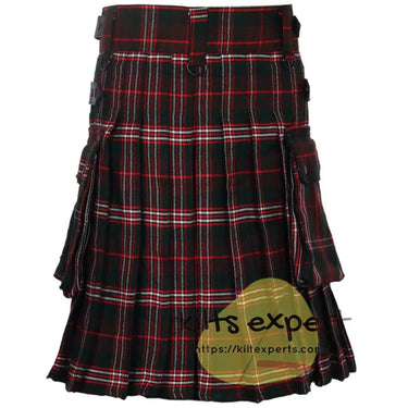 Brown Scott Tartan Leather Straps Utility Kilt (Available In Many Tartans) - Kilt Experts