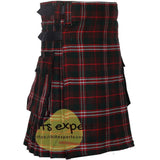 Brown Scott Tartan Leather Straps Utility Kilt (Available In Many Tartans) - Kilt Experts