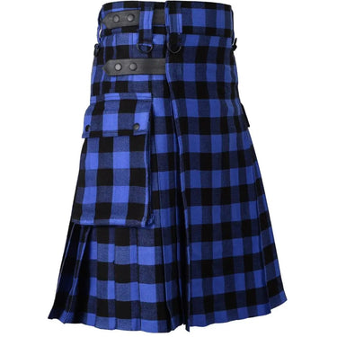 Buffalo Blue/Black Leather Straps Utility Kilt Kilt Experts
