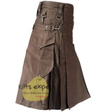 Chocolate Brown Cargo Utility Kilt For Active Men Kilt Experts