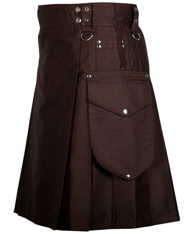 Chocolate Brown Cargo Utility Kilts For Men Kilt Experts