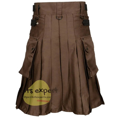 Chocolate Brown Leather Straps Modern Utility Kilt Kilt Experts