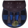 Chocorate Brown Three Teasal Leather Sporrans With Chain & Belt - Buffalo Blue/Black Tartan Kilt Experts