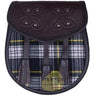 Chocorate Brown Three Teasal Leather Sporrans With Chain & Belt - Dress Gordon Tartan Kilt Experts