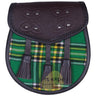 Chocorate Brown Three Teasal Leather Sporrans With Chain & Belt - Irish Heritage Tartan Kilt Experts