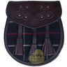 Chocorate Brown Three Teasal Leather Sporrans With Chain & Belt - Mackenzie Tartan Kilt Experts