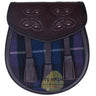 Chocorate Brown Three Teasal Leather Sporrans With Chain & Belt - Pride Of Scotland Tartan Kilt Experts