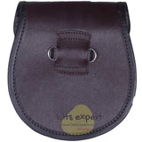 Chocorate Brown Three Teasal Leather Sporrans With Chain & Belt - Royal Stewart Tartan Kilt Experts