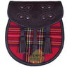 Chocorate Brown Three Teasal Leather Sporrans With Chain & Belt - Royal Stewart Tartan Kilt Experts