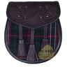 Chocorate Brown Three Teasal Leather Sporrans With Chain & Belt - Scottish National Tartan Kilt Experts