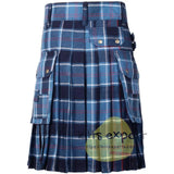Clan Blue Tartan 16Oz Acrylic Wool Utility Kilt Kilt Experts