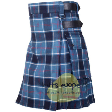 USA Navy Tartan 16oz heavy Duty Acrylic Wool Leather Straps Kilt for men Kilt Experts