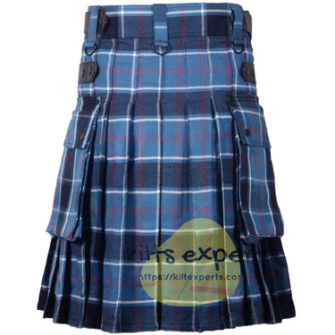 USA Navy Tartan 16oz heavy Duty Acrylic Wool Leather Straps Kilt for men Kilt Experts