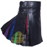 Cowhide Leather Rainbow Leather Straps Kilt With Detachable Pockets Kilt Experts
