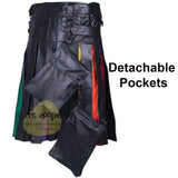 Cowhide Leather Rainbow Leather Straps Kilt With Detachable Pockets Kilt Experts
