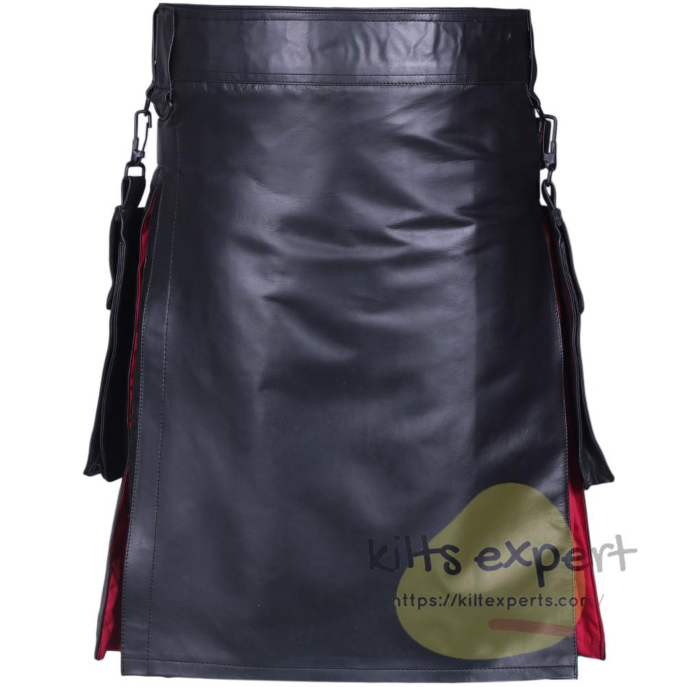Cowhide Leather Rainbow Leather Straps Kilt With Detachable Pockets Kilt Experts