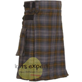 Gordon Weathered Tartan Heavy 16OZ Leather Straps Utility Kilt - Kilt Experts