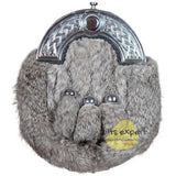 Grey Fur Rabbit 3 Teasel Sporran With Chain Belt Kilt Experts
