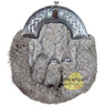 Grey Fur Rabbit 3 Teasel Sporran With Chain Belt (For EU Buyers Only) - Kilt Experts