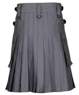 Grey Leather Straps Utility Kilt Kilt Experts