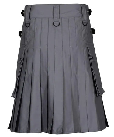 Grey Leather Straps Utility Kilt Kilt Experts
