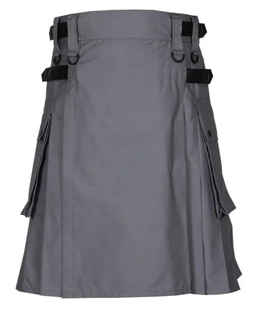 Grey Leather Straps Utility Kilt Kilt Experts