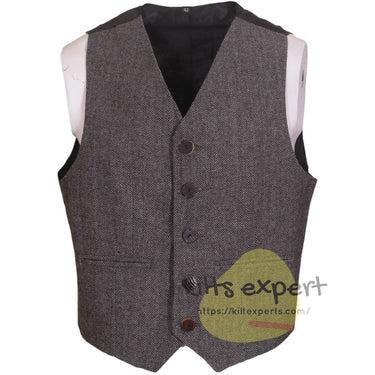 Grey Tweed Wool Argyle Kilt Jacket With 5 Button Vest - Kilt Experts