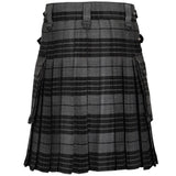 Grey Watch Acrylic Wool 16oz Leather Straps Kilt For Men's Kilt Experts