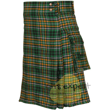 Ireland National Tartan Acrylic Wool Heavy 16Oz Utility Kilt - Kilt Experts