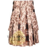 Khaki Digital Camo Leather Straps Hybird Utility Kilt - Kilt Experts