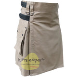 Khaki Leather Straps Utility Kilts For Active Men Kilt Experts
