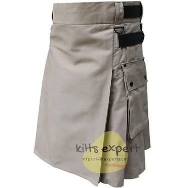 Khaki Leather Straps Utility Kilts For Active Men Kilt Experts