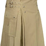 Khaki Modern Utility Kilts For Active Men With Silver Rivets Kilt Experts
