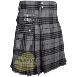 Light Grey Higlander Tartan Utility Kilt For Men's Kilt Experts
