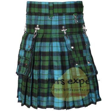 Mackay Ancient Tartan 16OZ Stud Kilt With Detachable Chain & Pockets Kilt Experts