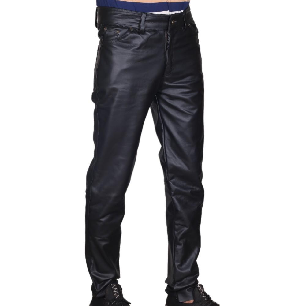 Men's Black Classic 5 Pocket Leather Pants - Kilt Experts