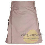 Men's Khaki Utility Kilts With Stylish Pockets - Kilt Experts