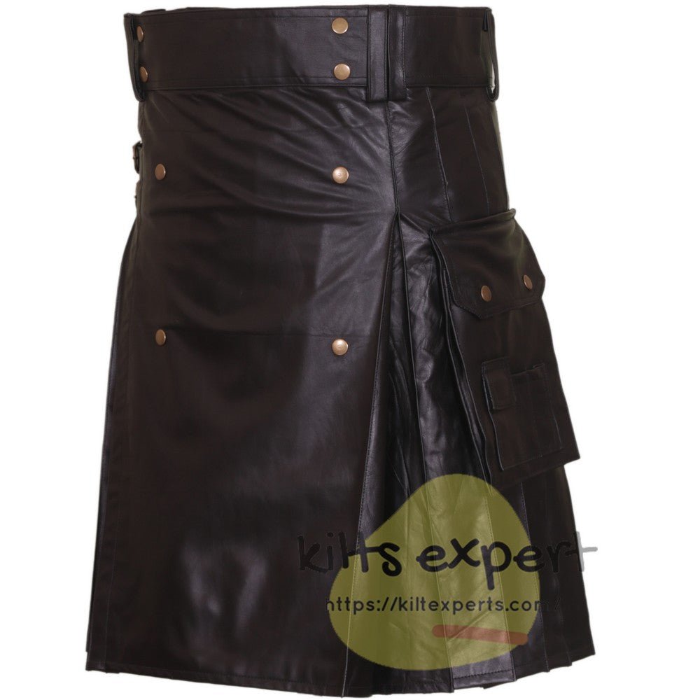 Men's Leather Fashionable Kilt - Kilt Experts