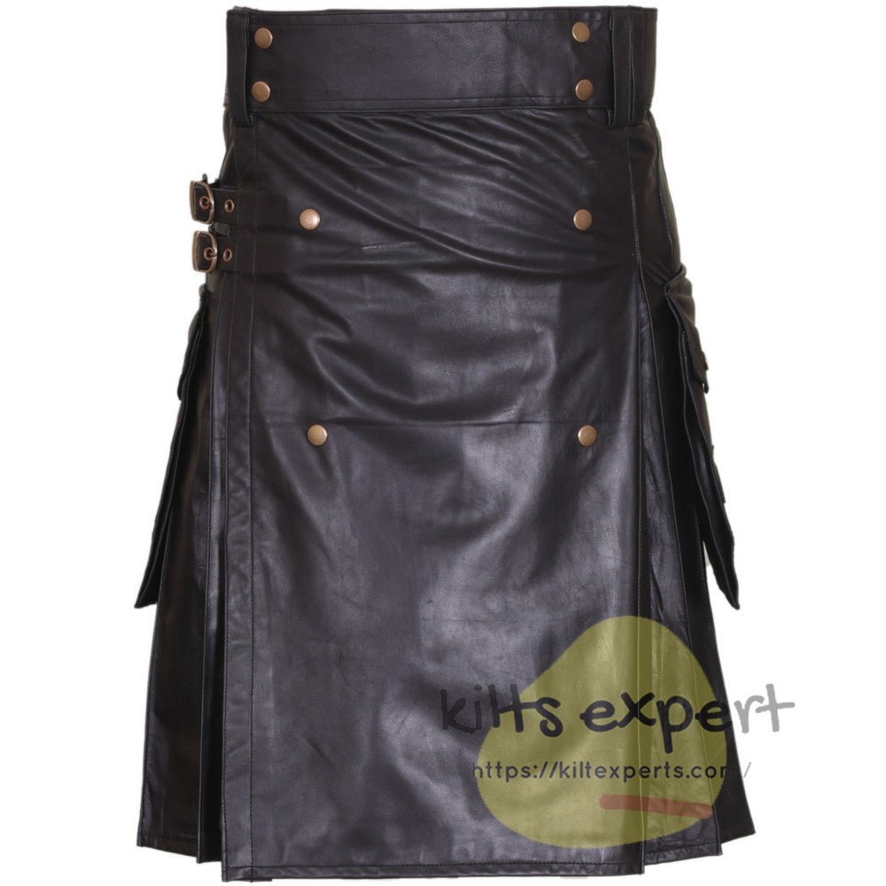 Men's Leather Fashionable Kilt - Kilt Experts
