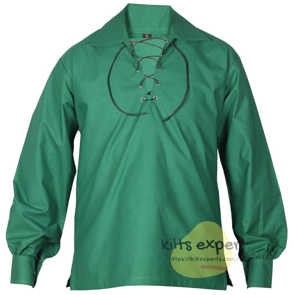 Men's Scottish Green Jacobite Ghillie Kilt Shirt Kilt Experts