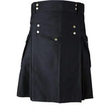 Modern Five Studs Black Utility Kilt Kilt Experts