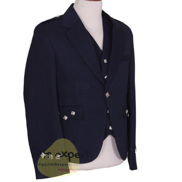 Navy Blue Argyle Jacket For Men With 5 button Vest - Kilt Experts