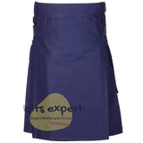 Navy Blue Leather Straps Utility Kilt For men Kilt Experts