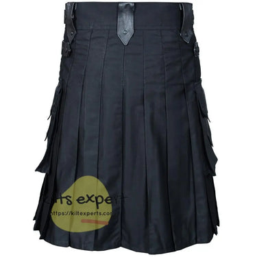 New Black Modern Leather Straps Kilt For Active Men Kilt Experts