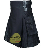 New Black Modern Leather Straps Kilt For Active Men Kilt Experts