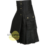 New Modern Pleated Black Utility Kilt Kilt Experts