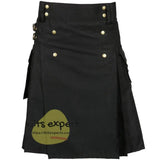 New Modern Pleated Black Utility Kilt Kilt Experts