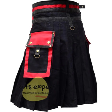 New Modern Red & Black Two Tone Utility Kilt Kilt Experts