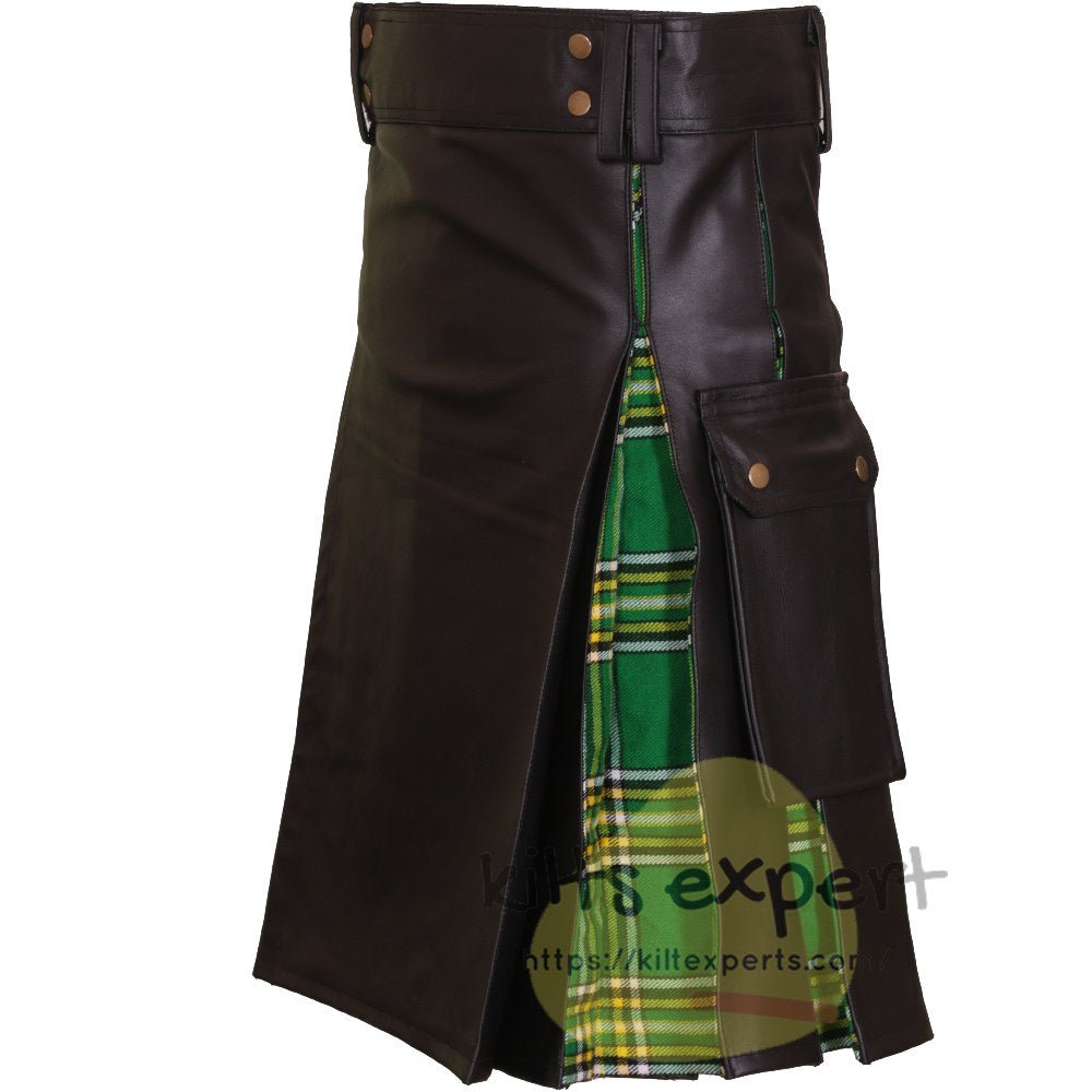 New Wedding Leather Stylish Irish heritage Hybird Kilt For Men's - Kilt Experts