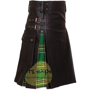 New Wedding Leather Stylish Irish heritage Hybird Kilt For Men's - Kilt Experts